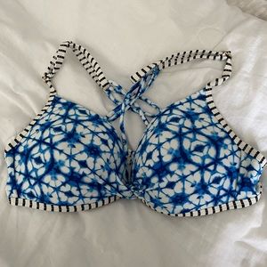 Blue and white tie dye push up bikini top!